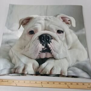 Bulldog Portrait Pillow Cover – 18x18 Realistic White Bulldog Design